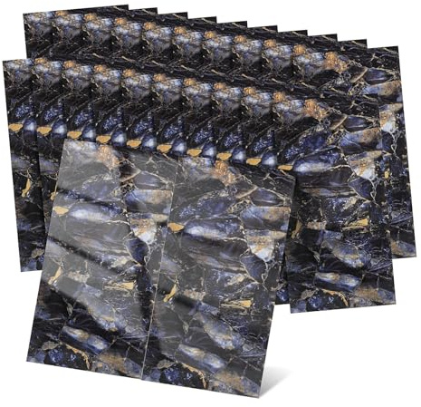 Veemoon 40 feuilles Sticker Mural Adhésif Imitation Carrelage Étanches Effet Marbre pour Cuisine et Salle de Bain Décoration Murale Facile à Poser