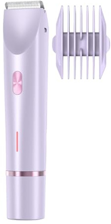 Recortadora de bikini para mujer, afeitadora 2 en 1 de doble cabeza, afeitadora eléctrica, depilación facial, recortadora de vello corporal para cara, piernas, axilas, vello púbico (morado)