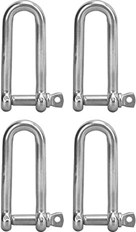 4pcs Stainless Steel U Type Shackle Lengthen U Sling Screws Wire Rope Lifting Shackles (8MM)