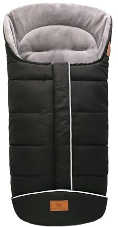 Sacco Termico Invernale per Passeggino, Coprigambe Bebè con 3 o 5 Punti di Ancoraggio, Footmuff Universale per Seggiolino Auto, Coperta 102 * 54cm Impermeabile e Antivento, Nero