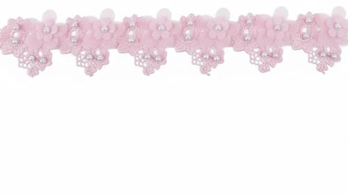 lopituwe Elegant applikation bred för blommor 6,5 cm spetsband utsmyckat med blommor unik hantverksspets 6,5 kant, rosa