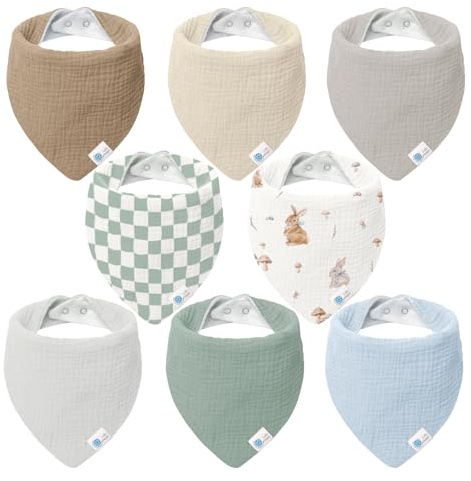 lulumoon Sabberlätzchen Baby Musselin Dreieckstuch Baby für Junge und Mädchen (8, grüner Pilz)