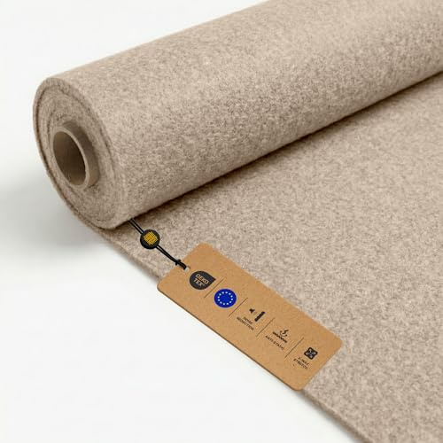 LOMIQ Filz ULTRAFLEX 100x200 cm, Beige, Filzstoff Meterware, 300 g/m², Schallisolierend Bezugsstoff Flexibel, Bastelfilz Superflex, Antistatisch Filzmatte für Möbel, Schubladen, Heimdekoration, Nähen
