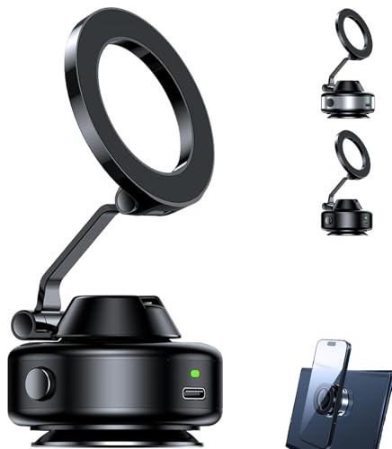 TETGSET Snapmount Handy Halterung, 2026 Neu Snap Mount Handyhalterung, Selbstansaugende Vakuum Magnetische Auto Handyhalterung 360° Drehbar Faltbar, Anti - Rutsch (Schwarz*1)