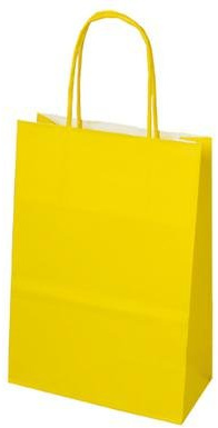 300 Papiertragetaschen mit gedrehter Papierkordel 18+8x22cm Tragetaschen Beutel Tüten (gelb)