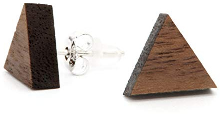 Naturskatulle träörhängen former nötsblomma I örhängen trä 925 sterling silver träsmycke örhängen dam I öronsmycke e silver, colore: Triangel, cod. NK10151