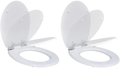 vidaXL 2x Toilettensitz mit Absenkautomatik MDF Weiß Toilettendeckel WC Sitz