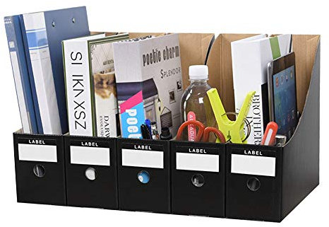 Stehsammler Archiv Stehordner 5 Stück Zeitschriftensammler Set Aktenhalter Kraftpapier Prospekthalter Schreibtisch Organizer Dokumente Halter Zeitschriftenbox für Büro Arbeitszimmer Schule
