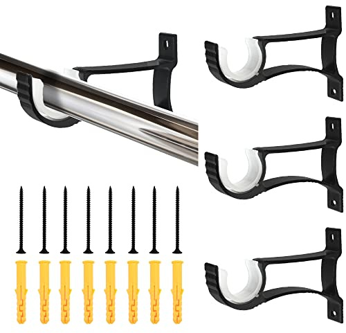 FAVENGO 4 Pezzi Supporti per Bastoni Tende Staffe da Soffitto per Tende Staffa per Montaggio a Soffitto Supporto in Lega di Alluminio con Viti e Tubo di Espansione per Fori di Diametro 25 mm