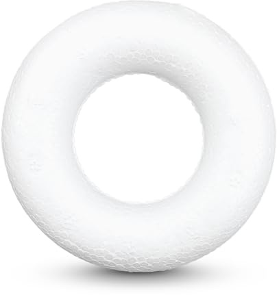 Netuno 10 Stück Styropor Ring 7 cm weiß Vollring Polystyrol Kranzrohling klein rund für Kränze DIY Basteln Advent Weihnachten Osterdeko Blumenkranz Türkranz Schaumkranz Dekoration