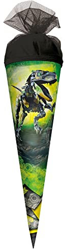ROTH Geschenk-Schultüte klein Robo-Rex 50 cm - rund Tüllverschluss - Zuckertüte Schulanfang