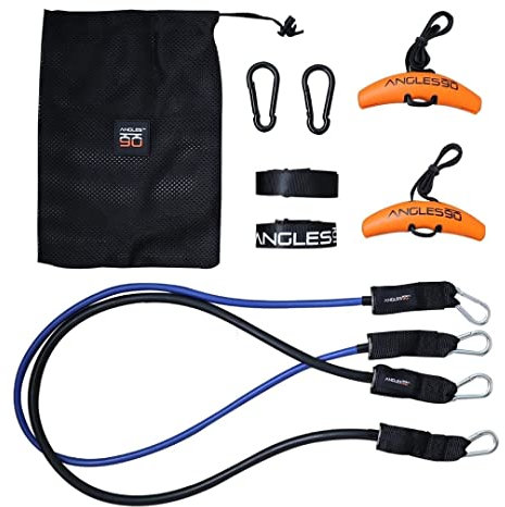 Angles90 Pull-Up Handles - Orange, Natural Rubber, Carrying Case - Ergonomic Joint Support & Gym Cable Attachments - Four-Grip Versatility & T-Bar Row - Muscle Stimulus & Neutral Grip Handles