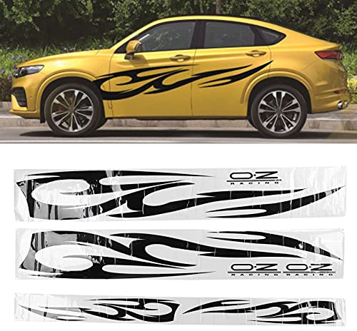Auto Auto Karosserie Seitenaufkleber， PVC-Karosserie-Streifen-Aufkleber-Aufkleber ， 3pcs Auto-Karosserie-Aufkleber Flammen-Abziehbilder Wasserdicht Stark Klebend Stilvolles Dekor Universal
