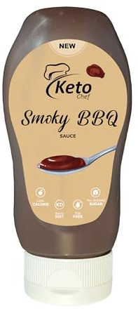 Keto Chef Smoky BBQ Sauce 300ml (Pack of 1) - Low Calorie BBQ Sauce (16 Cals/Serving), No Added Sugar, Fat Free, Keto Friendly, Vegan & Gluten-Free, Low Carb BBQ Dip & Marinade for Grilling & Cooking