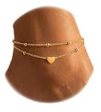 JeweBella Chaine de Cheville Acier Inoxydable Doré Argent Réglable