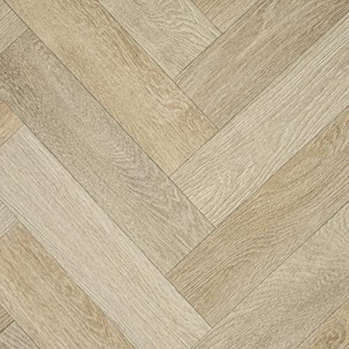 Goliath 450 Vinyl Flooring 4.5mm Extra Thick Lino for Bathroom Kitchen Hall (Ancares Herringbone Grege, 2m x 4m)