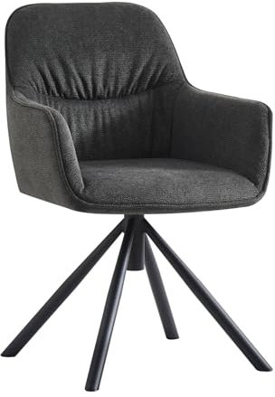 B&D home Esszimmerstuhl Latona, Drehstuhl Polsterstuhl Loungesessel Armlehnenstuhl für Esszimmer, Küche, Wohnzimmer, Büro, Industrial modern Design, Webstoff Anthrazit, 1 Stück, 11119-ANTR-1
