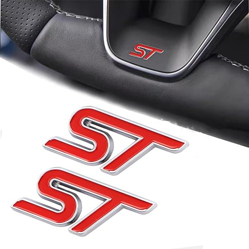 2 Stück 3D Metall ST Aufkleber Autokopf Emblem Abzeichen Chrom Aufkleber für Die meisten Automodelle (rot/silberfarben)