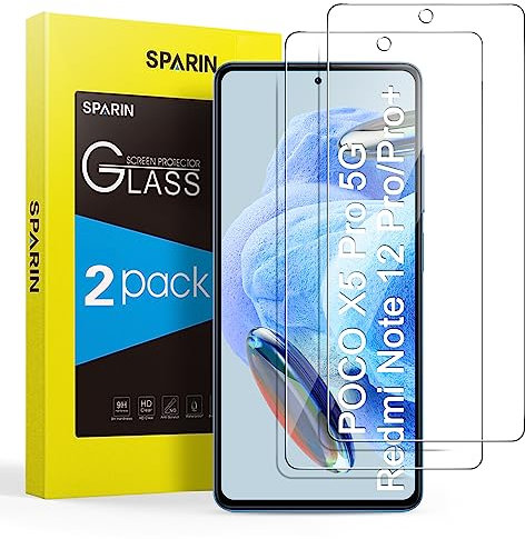 SPARIN Protector de Pantalla para Xiaomi Redmi Note 12 Pro 4G/5G,Redmi Note 12 Pro+(Pro Plus) 5G y Poco X5 Pro 5G，2 Piezas cristal templado Alta Definición