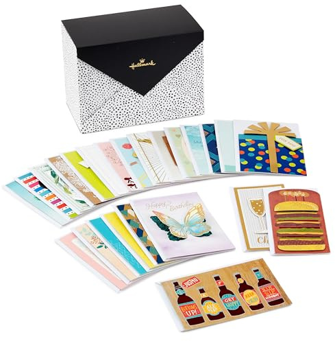 Hallmark Pack of 24 Handmade Assorted Boxed Greeting Cards, Painted Dots-Birthday, Baby Shower, Wedding, Sympathy, Thinking of You, Thank You Cards
