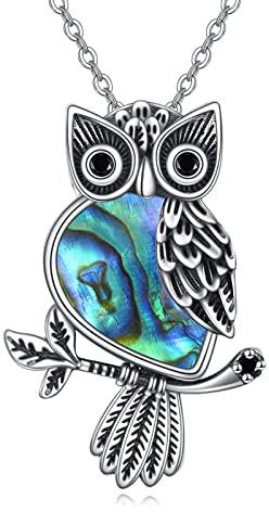 YAFEINI 925 Sterling Silber Eule Halskette Eule Liebhaber Vogel Anhänger Halskette für Frauen Großmutter Tochter Mutter