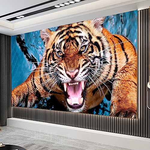 Diamond Painting Erwachsene Set 5D Diamant Painting Bilder Tiger Brüllen Diamant Painting Bilder Erwachsene Groß xxl mit Diamond Painting Zubehör Als Geschsenk Wanddekoration Zu Hause (120x50cm)