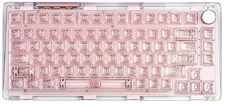 KiiBoom Phantom 81 V2 - Teclado mecánico para juegos 75% transparente, intercambiable en caliente, sello personalizado RGB, teclas transparentes, batería recargable, triple modo
