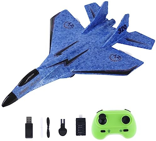 RC Flugzeug 2 Kanal, Schaumstoff Flugzeug Ferngesteuert Leicht mit LED-Licht, Segelflugzeug Kinder Einfach zu Fliegen, RC Planes Remote Control Airplane Model für Anfänger Erwachsene, Blau