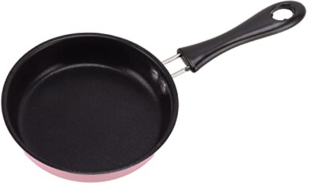 Wisecoco Mini Padella, Piccola Frittella Rotonda con Manico Lungo da 12 cm, Padella Antiaderente Piccola per Pancake Uova e Friggere gli Alimenti Lavabile in Lavastoviglie (Rosa)