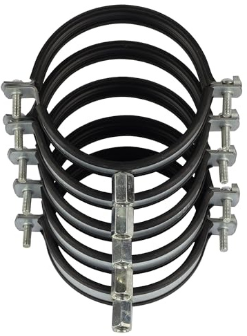 Pack 5 Abrazaderas metálicas para tubo, metálica Isofonicas | abrazadera de acero | grandes diámetros | abrazadera para pared tubos con tornillo (5, 100mm)