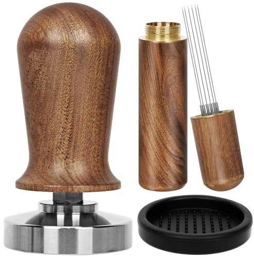 Y-Step 3 Pcs Coffee Tamper Set, Espresso Barista Kit for Portafilter Machine, with Calibrated Spring Loaded Coffee Tamper 51mm, Espresso Coffee Stirrer, Tamper Mat, Espresso Coffee Accessories