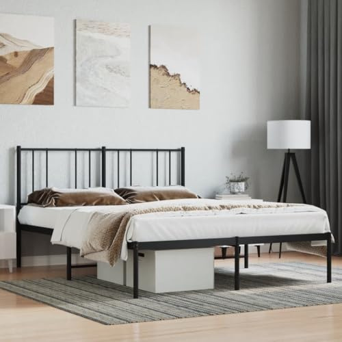 CKioict Palettenbett Modernes Bettgestell Jugendbett Bettgestell mit Kopfteil Metall Schwarz 135x190 cmGeeignet für Gästezimmer, B&Bs, Schlafzimmer