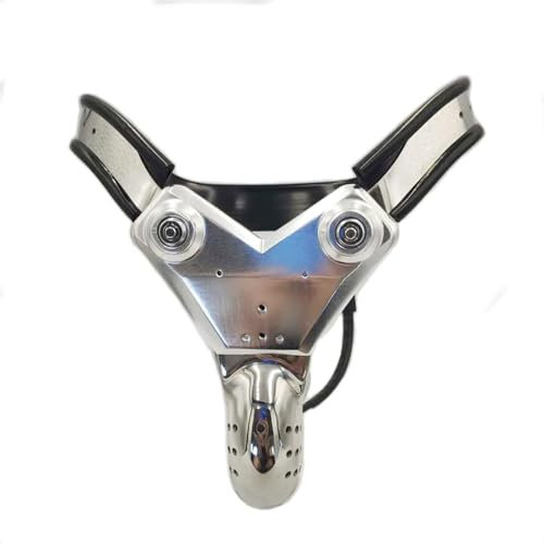PPEEVOLERU Edelstahl Men Herren Unterwäsche Unterhosen Männer Keuschheitsgürtel für Party Sexspielzeug Hahn Käfig Penis Lock Bondage SM Fetisch Bondage Sklaven Erotische Kostüme,Waist 82~88cm