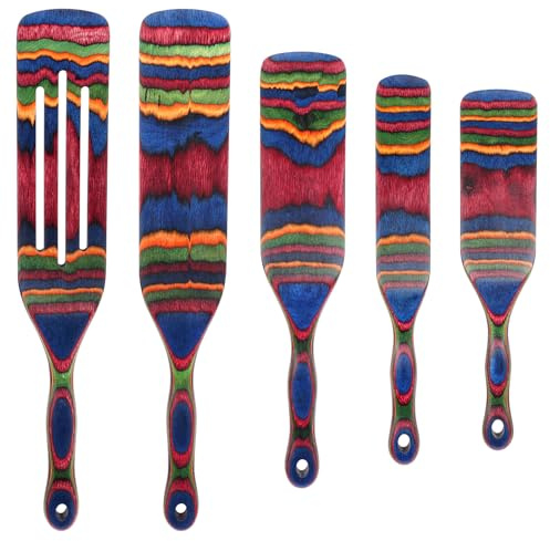 Spurtle Set, Wooden Utensils for Cooking, Kitchen Utensils Set, Pakkawood Kitchen Cooking Utensils Set, Apartment Essentials Wood Serving Spatula spoon, Home & kitchen Gift for Women & Men