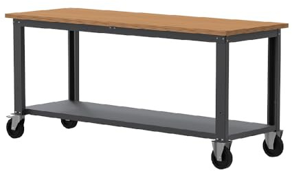 SOGI X3N_112LR Banco da lavoro con ruote 2 m - piano in legno - grigio antracite