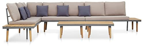 Keyroto Gartenmöbel Set Aluminium mit Tisch für Balkon und Terrasse - XXL Outdoor Lounge Möbel - 7-TLG