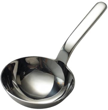 Osmond Cucharón de sopa profundo grueso de acero inoxidable con corto, cuchara redonda grande para bebida, cucharón de sopa para comer fideos