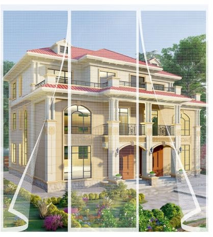 Magnet Fliegengitter tür,215x250cm Vorhänge gegen Fliegen Moskito Klettverschlussmontage Tür Mückennetz Magnet Tür für Balkontür Terrassentür Wohnwagen Weiß