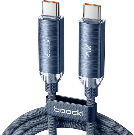 toocki Câble USB C vers USB C 240W PD3.1, Cable USB C Charge Rapide Tressé en Nylon, Compatible avec Samsung S25 S24 iPhone 17 Pro Max/16/16 Pro Max/15 Série MacBook iPad Google Pixel (2M, bleu)