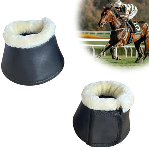 Horse Boots, Hoof Bells For Horses, Robust And Shock-Absorbing Jumping Bells, Protective Gear And Training Equipment, Lambswool Hoof Bells Made Of Artificial Leather, Wraps & Accessories (M)