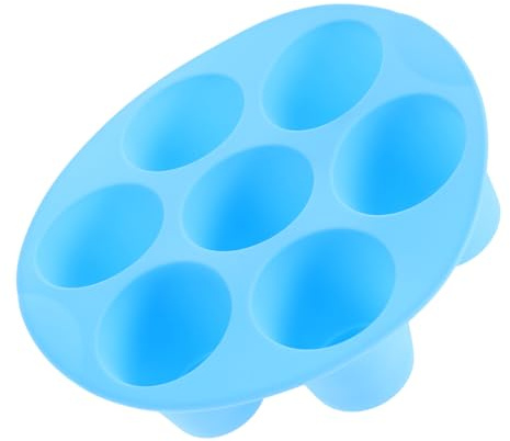 Ciieeo Moule à Muffins En Silicone Antiadhésif, Petit Modèle 155x41mm, Bleu, Compatible Friteuse à Air, Plaque De Cuisson Pour Cupcakes, Lot De 7 Cavités, Pâtisserie Maison
