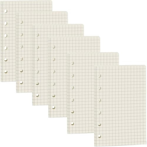 270 Blätter A7 Nachfüllpapier Liniert, BetterJonny Nachfüllbare Refill Paper Nachfülleinlagen 6 Löcher Nachfüllbare Notizpapier A7 Ringbuch Nachfüllbar Papier für Notizbuch Tagbuch Malerei,Kariert