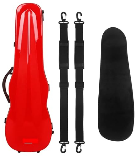 Geigenkasten 4/4 Violine Fall Super-Light Carbon Faser Violine Box Kompression-beständig Schulter Gurt Mit Hygrometer Für den Schutz von Geigen(Red)