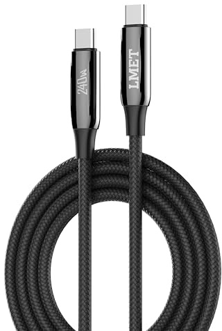 LMET - Cable USB-C de 240 W, carga rápida PD3.1, compatible con MacBook Pro, iPad Pro, iPhone 16 Plus Pro Max, Galaxy S24 Plus Ultra, S23, A05S, A35, A55, Redmi 14C, A3, Note 13, P60, PS5 Mando (2 m)