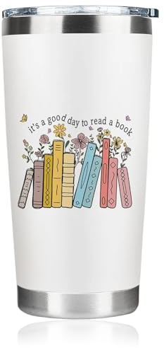 Onperpoe Inspired Mug for Book Lovers Coffee Mug Books Flower Design Stainless Steel Insulated Mug with Lid Book Lover Gift for Women