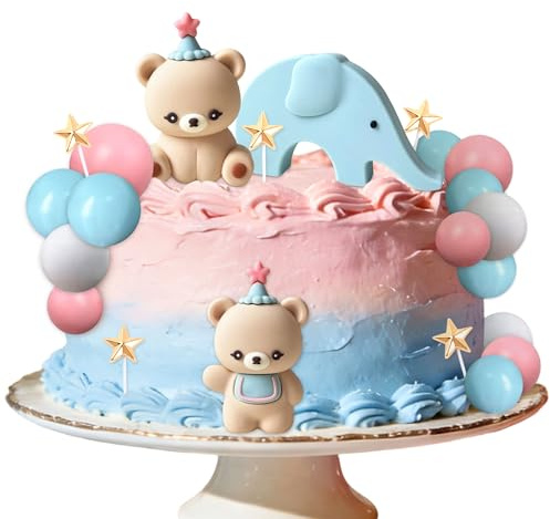 Gender Reveal Cake Toppers Boy or Girl Cake Decoration Teddy Bear Cake Decoration Baby Shower Decor