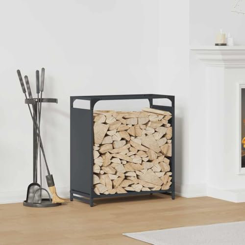 NQJIBUE ArticleSupport pour bois de cheminée Anthracite 60 x 28 x 65 cm Acier laminé à froid, accessoires de cheminée et poêle à bois, porte-bûches et supports