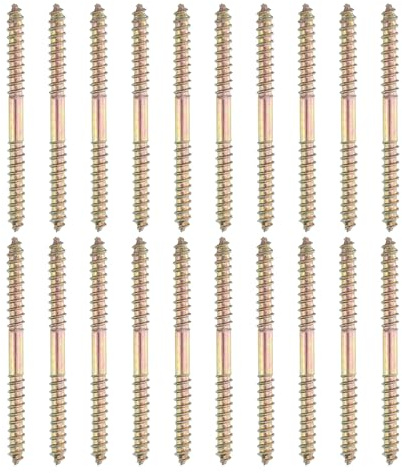 sourcing map Doppelendschrauben, M5 x 60 mm, Karbonstahl, Stockschrauben, selbstschneidende Holzdübelschrauben für Holzverbindungsmöbel, Farbe Zink, 20 Stück