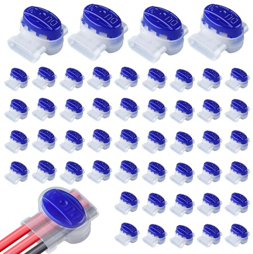 SINCODA 50PCS 3 Way Waterproof Wire Connectors for Outdoor Use with Gel Filler, 22-14 AWG Self-Stripping Electrical Pigtail Connectors 314-BOX