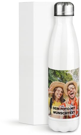 Prozente Momente Edelstahl-Thermoflasche, Thermosflasche personalisiert, Trinkflasche aus Edelstahl mit Bild und Text, für Sport, Kinder, zur Einschulung, Büro, Füllvolumen 750ml